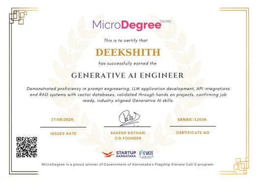 MicroDegree course completion certificate