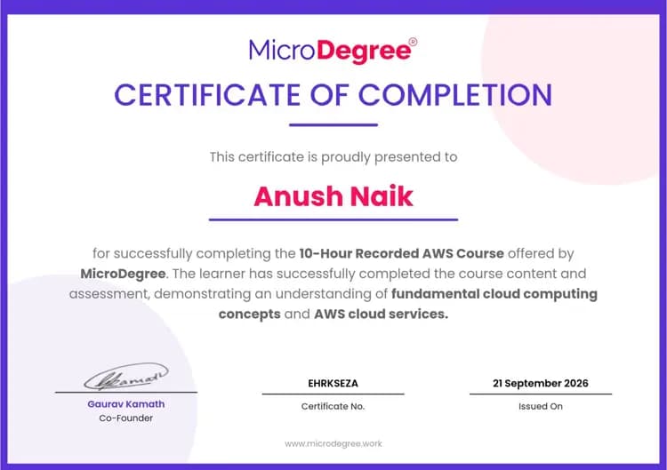 Sample MicroDegree certificate of completion
